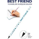Artlantis Best Friend Kurşun Kalem 1 Adet Fatih Yuvarlak Gövdeli Siyah Kurşun Kalem Yumuşak Yazım Kolay Tutuş Kaliteli Okul Sınıf - Çok Renkli - Standart