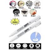 Artlantis Beyaz Keçeli Kalem 2 Adet Kalıcı Marker Kalem Yağ Bazlı Cam Metal Seramik Ahşap Lastik Plastik Taş Y