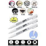 Artlantis Beyaz Keçeli Kalem 3 Adet Kalıcı Marker Kalem Yağ Bazlı Cam Metal Seramik Ahşap Lastik Plastik Taş Yüzey