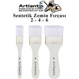Artlantis Beyaz Saplı 3 Lü Sentetik Zemin Fırçası 1 Paket 2 4 6 Numara Beyaz Zemin Fırçası Yağlı Boya Akrilik Boya Badana Guaj - Standart