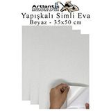 Artlantis Beyaz Yapışkanlı Simli Eva 35x50 cm 3 Adet Simli Yapışkanlı Eva Süngeri Okul Kreş Anasınıfı Elişi Etkinlikleri Hobi