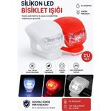 Artlantis Bisiklet Işığı LED Kırmızı Beyaz 2 Li 1 Paket Bisiklet Motorsikler Silikon Lamba Ledli Flaşör Çakar Lamba Ön Arka Işık - Standart