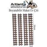 Artlantis Boyanabilir Ahşap Maket Çit 4 Adet 30X4 cm Dekoratif Minyatür Bahçe Çiti Proje Tasarım Okul Hobi - Naturel - Standart