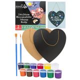 Artlantis Boyanabilir Çift Taraflı Kalp Mdf 2 Li ve 12 Renk Akrilik Boya 1 Paket Kalp Tabela Kapı Duvar Yazı Süsleme Dekoratif