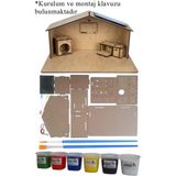 Artlantis Boyanabilir Güneş Enerjili Ev Yapım Seti 1 Paket Güneş Paneli Mantar LED Lamba Mdf Ev Maketi Akrilikboya Resim Fırçası Deney Proje - Renkli - Standart