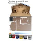Artlantis Boyanabilir Güneş Enerjili Ev Yapım Seti 1 Paket Güneş Paneli Mantar Led Lamba Mdf Ev Maketi Akrilikboya Resim Fırçası Deney Proje