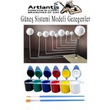 Artlantis Boyanabilir Güneş Sistemi Modeli 9 lu 1 Paket Gezegenler Sistemi Strafor Köpük Top Guaj Boya Fırça S