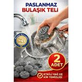 Artlantis Bulaşık Teli Ovma Teli 2 Adet Pratik Ekonomik Toptel Sürtme Teli Lavabo Mutfak Banyo Temizlik Teli Sert Yüzey Için - Gümüş - Gri - Standart