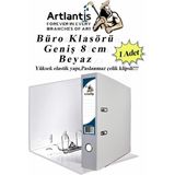 Artlantis Büro Klasörü Beyaz Geniş 1 Adet Plastik Geniş Beyaz Klasör Halkalı Paslanmaz Çelik Klipsli 1 Adet