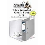 Artlantis Büro Klasörü Gri Geniş 2 Adet Plastik Geniş Gri Klasör Halkalı Paslanmaz Çelik Klipsli 2 Adet