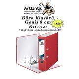 Artlantis Büro Klasörü Kırmızı Geniş 1 Adet Plastik Geniş Kırmızı Klasör Halkalı Paslanmaz Çelik Klipsli 1 Adet