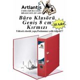 Artlantis Büro Klasörü Kırmızı Geniş 10 Adet Plastik Geniş Kırmızı Klasör Halkalı Paslanmaz Çelik Klipsli 10 Adet