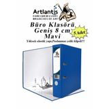 Artlantis Büro Klasörü Mavi Geniş 5 Adet Plastik Geniş Mavi Klasör Halkalı Paslanmaz Çelik Klipsli 5 Adet
