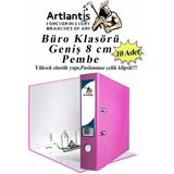 Artlantis Büro Klasörü Pembe Geniş 10 Adet Plastik Geniş Pembe Klasör Halkalı Paslanmaz Çelik Klipsli 10 Adet