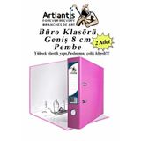 Artlantis Büro Klasörü Pembe Geniş 2 Adet Plastik Geniş Pembe Klasör Halkalı Paslanmaz Çelik Klipsli 2 Adet