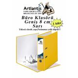 Artlantis Büro Klasörü Sarı Geniş 1 Adet Plastik Geniş Sarı Klasör Halkalı Paslanmaz Çelik Klipsli 1 Adet