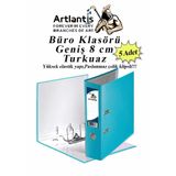 Artlantis Büro Klasörü Turkuaz Geniş 5 Adet Plastik Geniş Turkuaz Klasör Halkalı Paslanmaz Çelik Klipsli 5 Adet