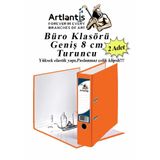 Artlantis Büro Klasörü Turuncu Geniş 2 Adet Plastik Geniş Turuncu Klasör Halkalı Paslanmaz Çelik Klipsli 2 Adet