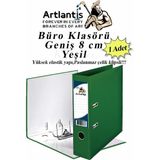Artlantis Büro Klasörü Yeşil Geniş 1 Adet Plastik Geniş Yeşil Klasör Halkalı Paslanmaz Çelik Klipsli 1 Adet