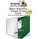 Artlantis Büro Klasörü Yeşil Geniş 10 Adet Plastik Geniş Yeşil Klasör Halkalı Paslanmaz Çelik Klipsli 10 Adet