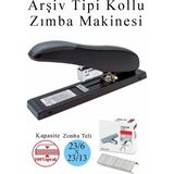 Artlantis Büyük Boy Zımba Makinesi 1 Adet Arşiv Tipi Zımba Makinası 100 Sayfa Kapasite Zımba Teli Kollu Zımba Makinası - Gri - Siyah - Standart