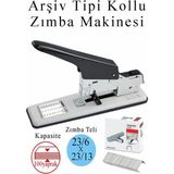 Artlantis Büyük Boy Zımba Makinesi 1 Adet Arşiv Tipi Zımba Makinası 100 Sayfa Kapasiteli Zımba Teli Kollu Zımba Makinası - Gri - Siyah - Standart