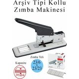 Artlantis Büyük Boy Zımba Makinesi 1 Adet Arşiv Tipi Zımba Makinası 200 Yaprak Kapasiteli Zımba Teli Kollu Zımba Makinası - Gri - Siyah - Standart
