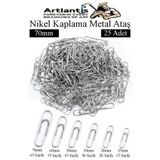 Artlantis Büyük Metal Ataş No 7 70 mm 25 li 1 Paket Nikel Kaplama Metal Ataç Dayanıklı Paslanmaz 65 Sayfa Kapa