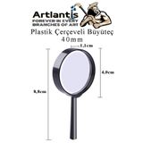 Artlantis Büyüteç 40 mm 1 Adet 5x Plastik Sap Çerçeveli Büyüteç Merçek Okul Büro Ofis