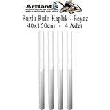 Artlantis Buzlu Rulo Şeffaf Beyaz Kaplık 4 Adet 40X150 cm Defter Kitap Kaplığı Okul Öğrenci Rulo Kaplık - Standart - 40x150cm