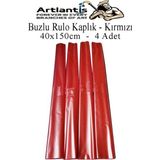 Artlantis Buzlu Rulo Şeffaf Kırmızı Kaplık 4 Adet 40X150 cm Defter Kitap Kaplığı Okul Öğrenci Rulo Kaplık - Standart - 40x150cm