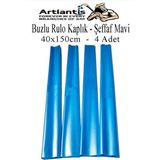 Artlantis Buzlu Rulo Şeffaf Mavi Kaplık 4 Adet 40X150 cm Defter Kitap Kaplığı Okul Öğrenci Rulo Kaplık - Standart - 40x150cm