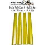 Artlantis Buzlu Rulo Şeffaf Sarı Kaplık 4 Adet 40X150 cm Defter Kitap Kaplığı Okul Öğrenci Rulo Kaplık - Standart - 40x150cm