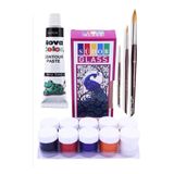 Artlantis Cam Boyası 10 Renk 15 ml ve Siyah Kontur Boyası 1 Paket Fırça 3 Adet Cam Vitray Boyama Seti Cam Boya