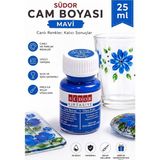 Artlantis Cam Boyası Vitray Boyası 25 ml 1 Adet Südor Su Bazlı Renkli Cam Vitray Boyası Sanat Hobi - Mavi