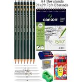 Artlantis Canson A4 Eskiz Defteri 1557 40 Yaprak Fatih Dereceli Kalem 12 Renk Kuru Boya Sketch Karakalem 6 Lı Gölgelendirme Hamur - Standart - Çok Renkli