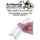 Artlantis Cetvel Mercekli 30 cm Plastik Şeffaf 1 Adet Okul Sınıf Öğrenci Büyüteçli Tutumu Kolay Cetvel 30 cm - Standart