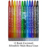 Artlantis Çevirmeli 12 Li Mum Boya Uzun 1 Paket Mikro 12 Renk Çevirmeli Mum Boya Pastel Silinebilir Mum Boya Tam Boy - Çok Renkli - Standart - Uzun Boya