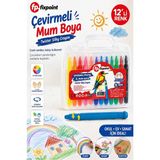 Artlantis Çevirmeli Jel Mum Boya 12 Renk 1 Adet Fixpoint Plastik Çantalı 12 Li Mum Boya Kalemi Silinebilir Zararsız Yıkanabilir - Çok Renkli - Standart