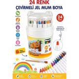 Artlantis Çevirmeli Jel Mum Boya 24 Renk 1 Adet Nova Color Plastik Kutulu 24 Lü Mum Boya Kalemi Silinebilir Zararsız Yıkanabilir - Çok Renkli - Standart