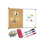 Artlantis Çift Fonksiyonlu Yazı Tahtası ve Mantar Pano 45x60 cm 1 Adet Alüminyum Çerçeveli Yazı Tahta Kalemi ve Silgisi Harita Çivisi