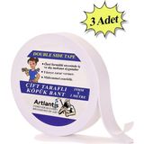 Artlantis Çift Taraflı Bant Köpük Bant 19mm x 2mt 3 Adet Çerçeve Tablo Halı Yapıştırma Bandı İç Ve Dış Mekan Süper Güçlü Köpük Bant