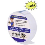 Artlantis Çift Taraflı Bant Köpük Bant 38MM x 2mt 3 Adet Çerçeve Tablo Halı Yapıştırma Bandı Iç ve Dış Mekan Süper Güçlü Köpük Bant - Beyaz