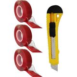 Artlantis Çift Taraflı Bant Silikonlu Süper Güçlü Çivisiz Montaj Bandı ve Maket Bıçağı 1 Paket 18MM x 2 Metre Extra Yüksek Mukavemetli - Şeffaf - Standart