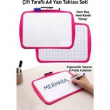 Artlantis Çift Taraflı Yazı Tahtası 1 Adet Keyroad 20X30CM Plastik Kolay Silinebilir Beyaz Yazı Tahtası Etkinlik Ders Çalışma - Pembe