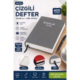 Artlantis Ciltli Çizgili Defter 400 Yaprak 20X28CM 1 Adet Çok Yapraklı Sert Kapaklı Not Hesap Defteri Okul Ofis Büro - Gri