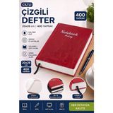 Artlantis Ciltli Çizgili Defter 400 Yaprak 20X28CM 1 Adet Çok Yapraklı Sert Kapaklı Not Hesap Defteri Okul Ofis Büro - Kırmızı