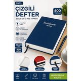 Artlantis Ciltli Çizgili Defter 400 Yaprak 20X28CM 1 Adet Çok Yapraklı Sert Kapaklı Not Hesap Defteri Okul Ofis Büro - Lacivert
