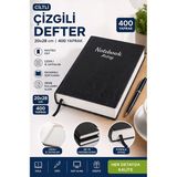 Artlantis Ciltli Çizgili Defter 400 Yaprak 20X28CM 1 Adet Çok Yapraklı Sert Kapaklı Not Hesap Defteri Okul Ofis Büro - Siyah