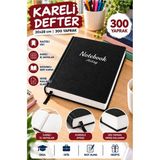 Artlantis Ciltli Kareli Defter 300 Yaprak 20X28CM 1 Adet Çok Yapraklı Sert Kapaklı Not Hesap Defteri Okul Ofis Büro - Siyah